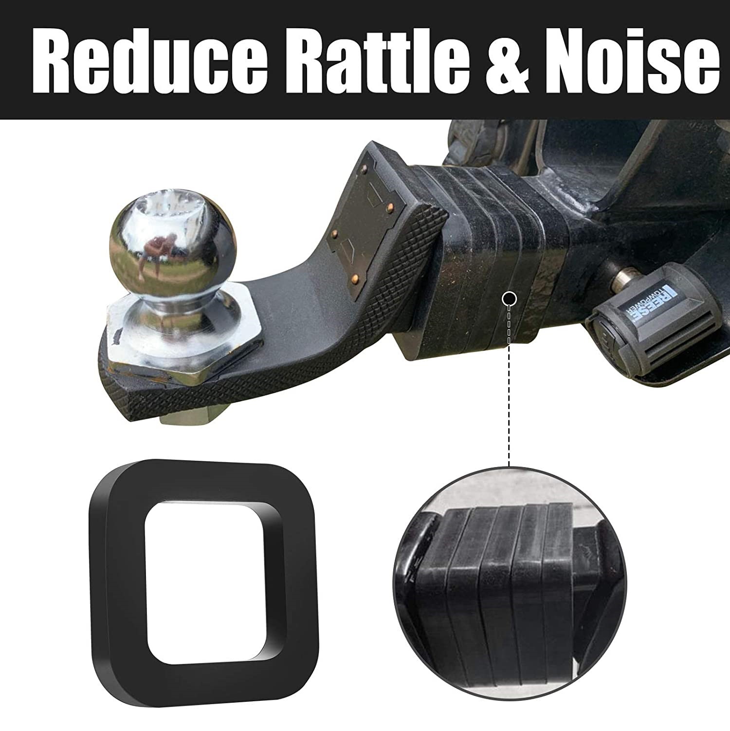 DZS Elec 2pcs Hitch Receiver Silencer Pad 2 Inch Hitch Receiver Muffler