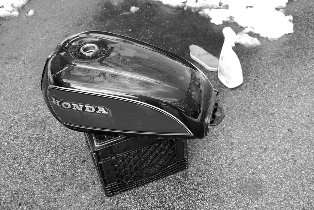 bare metal tank Chin on the Tank Motorcycle stuff in Philadelphia.