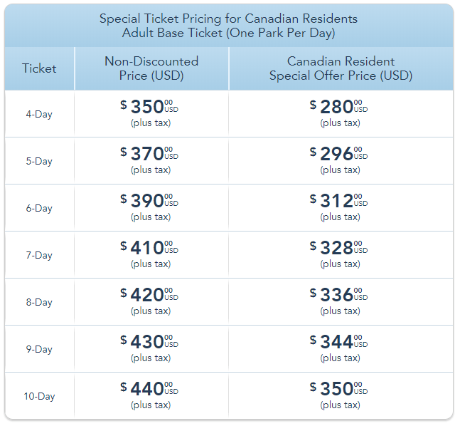 Walt Disney World Ticket Discount For Canadian Residents Chip and Company