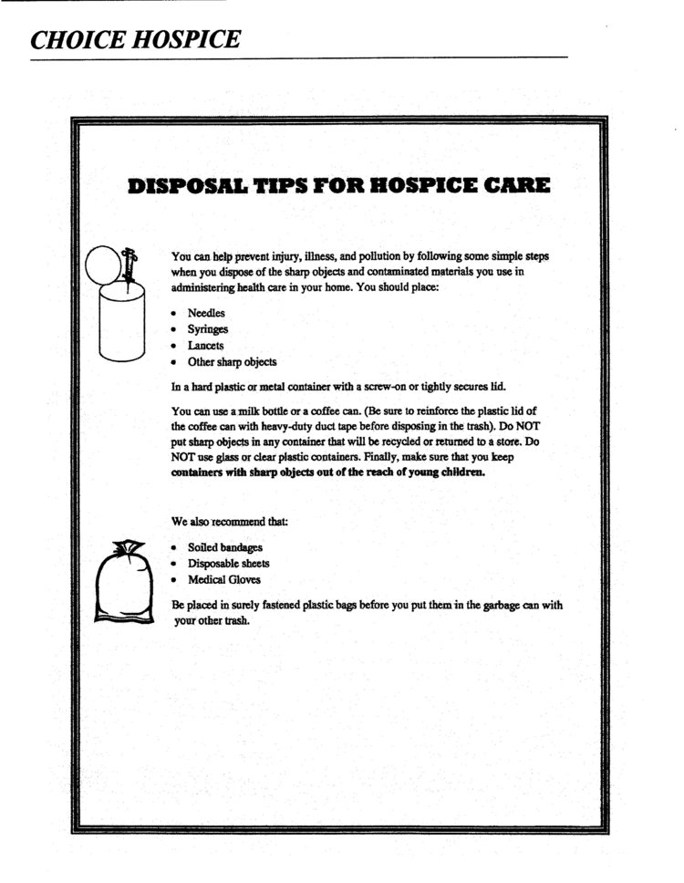 Disposal Tips During Hospice Care Choice Hospice