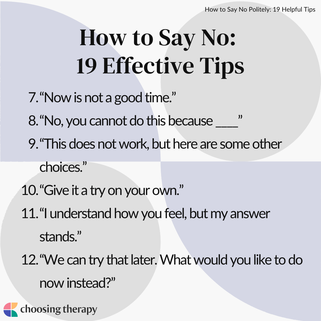How to Say No Politely: 19 Helpful Tips | ChoosingTherapy.com