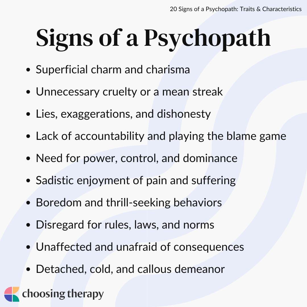 SIGNS OF PSYCHOPATHY