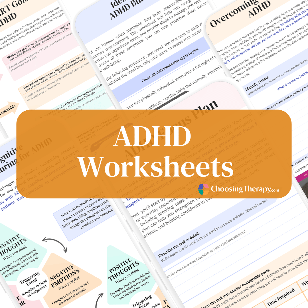 Free ADHD Worksheets (Printable PDF Downloads) | ChoosingTherapy.com