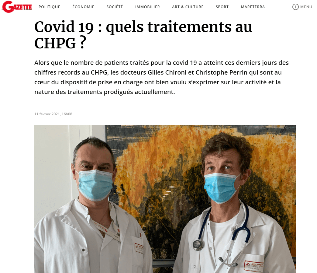 Covid 19 quels traitements au CHPG ? CHPG