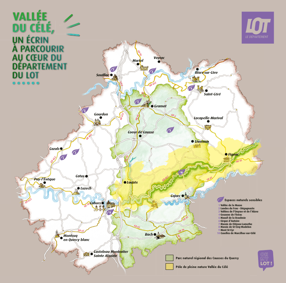 Carte du Lot et de la vallée du Célé Christian VERDUN