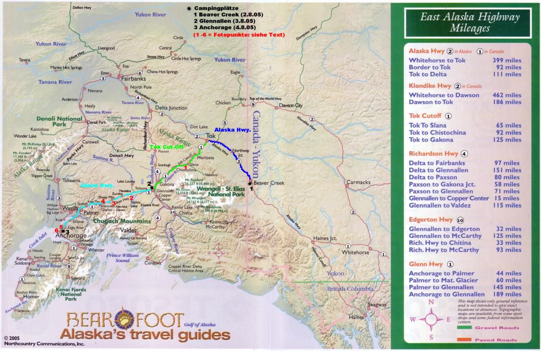 Von Beaver Creek (YukonKanada) über Tok nach Anchorage (Alaska