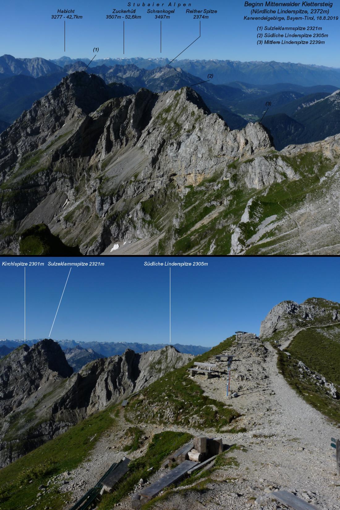Der Mittenwalder Klettersteig Höhenprofil Wanderkarte