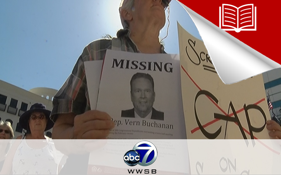 Protesters Demand Rep. Buchanan Hold Town Hall Christian Ziegler