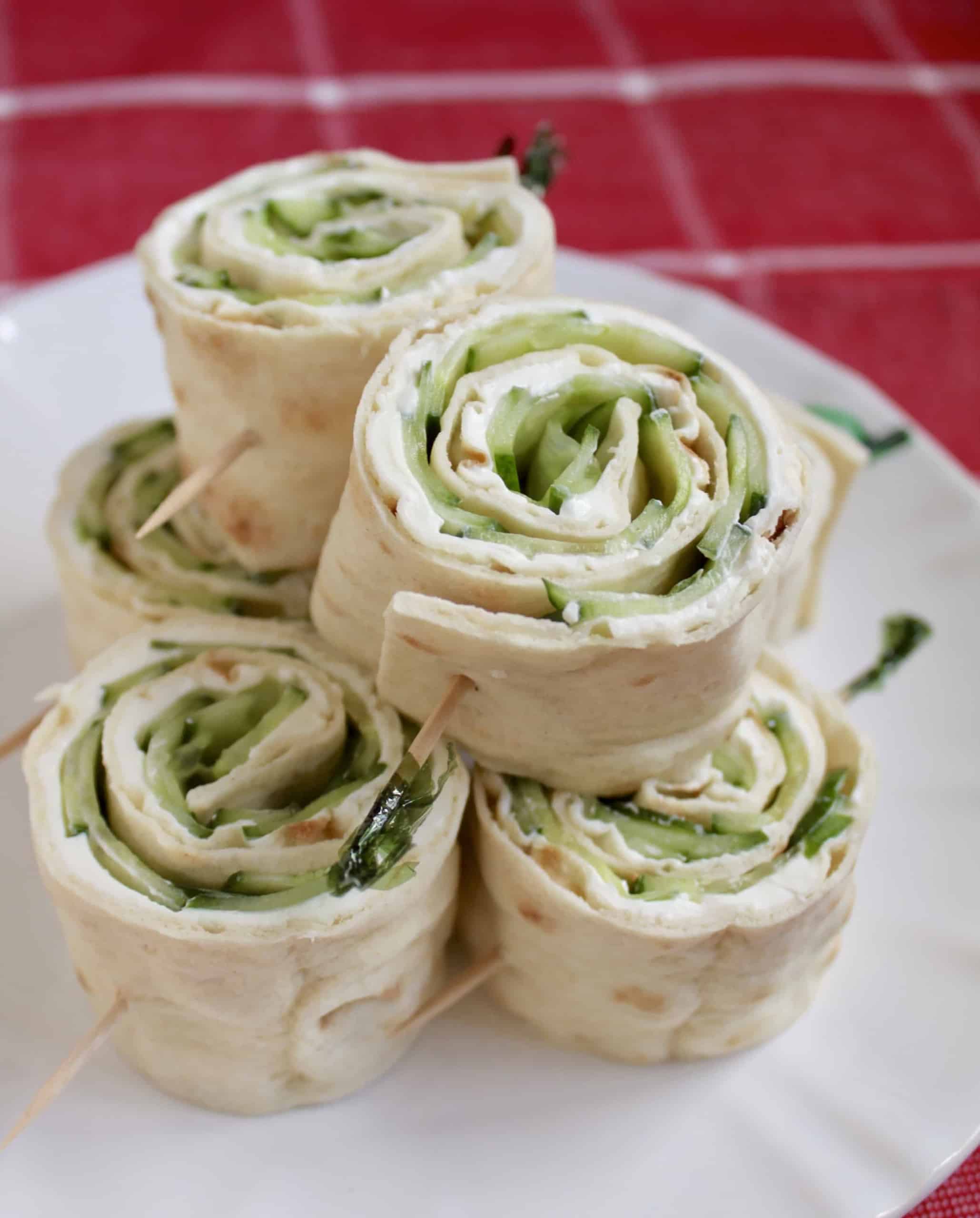 Cucumber and Cream Cheese Sandwich Rolls (with Lavash Bread