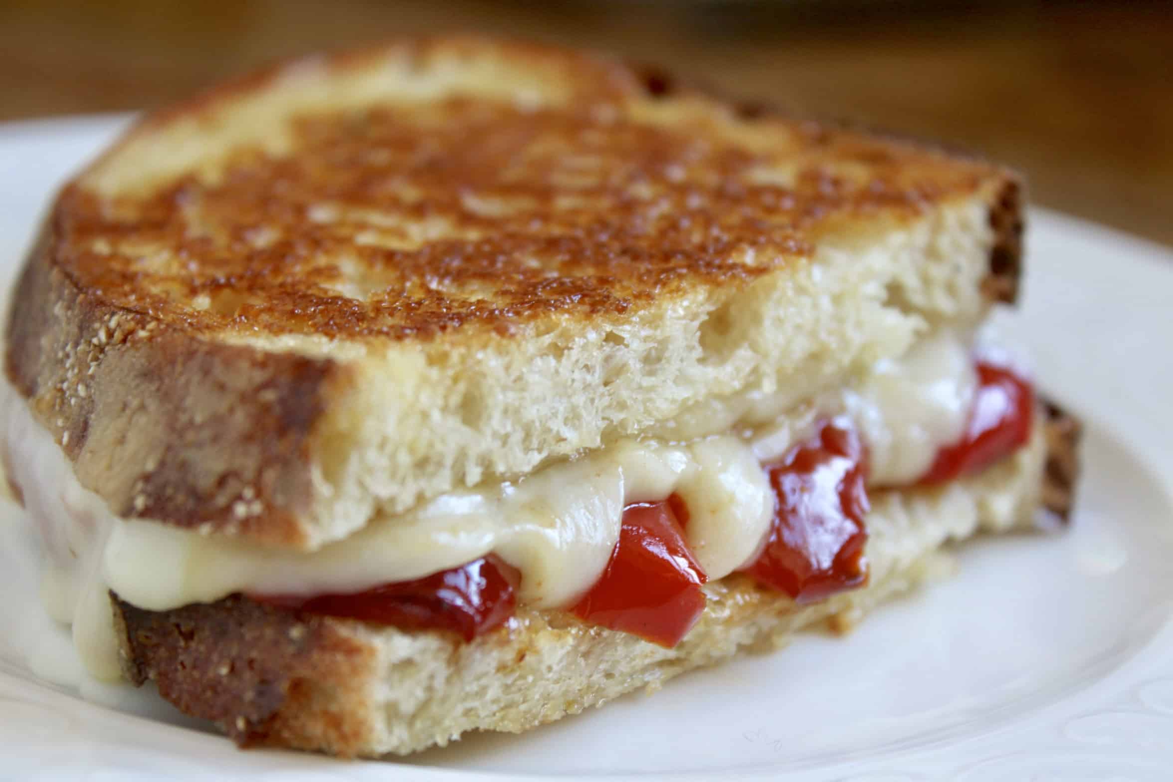 Grilled Mozzarella Cheese and Red Pepper Sandwiches, Two Ways
