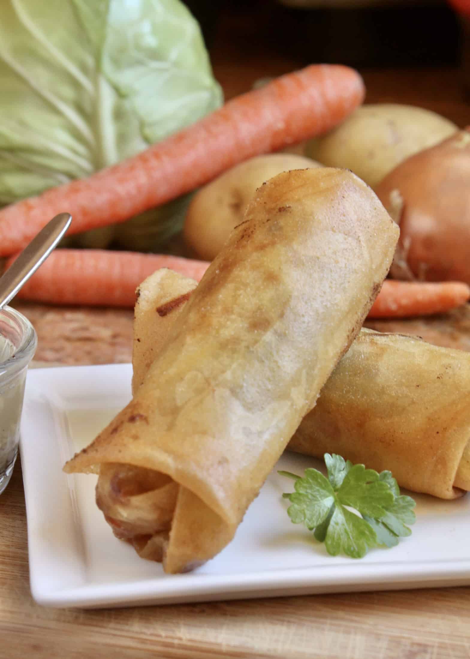 Filipino Lumpia with a Garlic and Black Pepper Vinegar Sauce