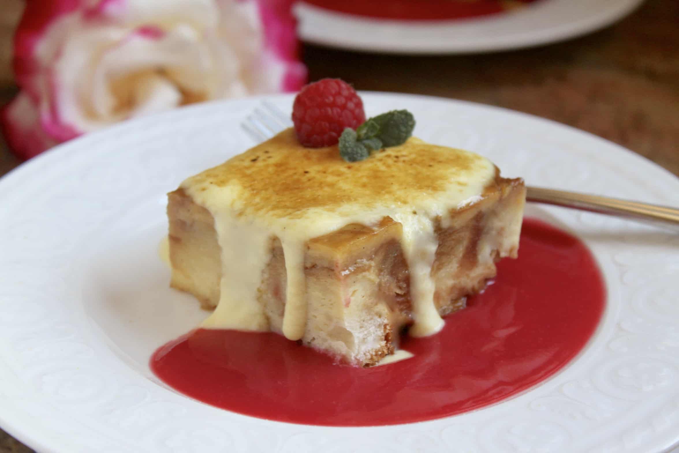 Custard Bread Pudding with Raspberry Coulis Christina's Cucina