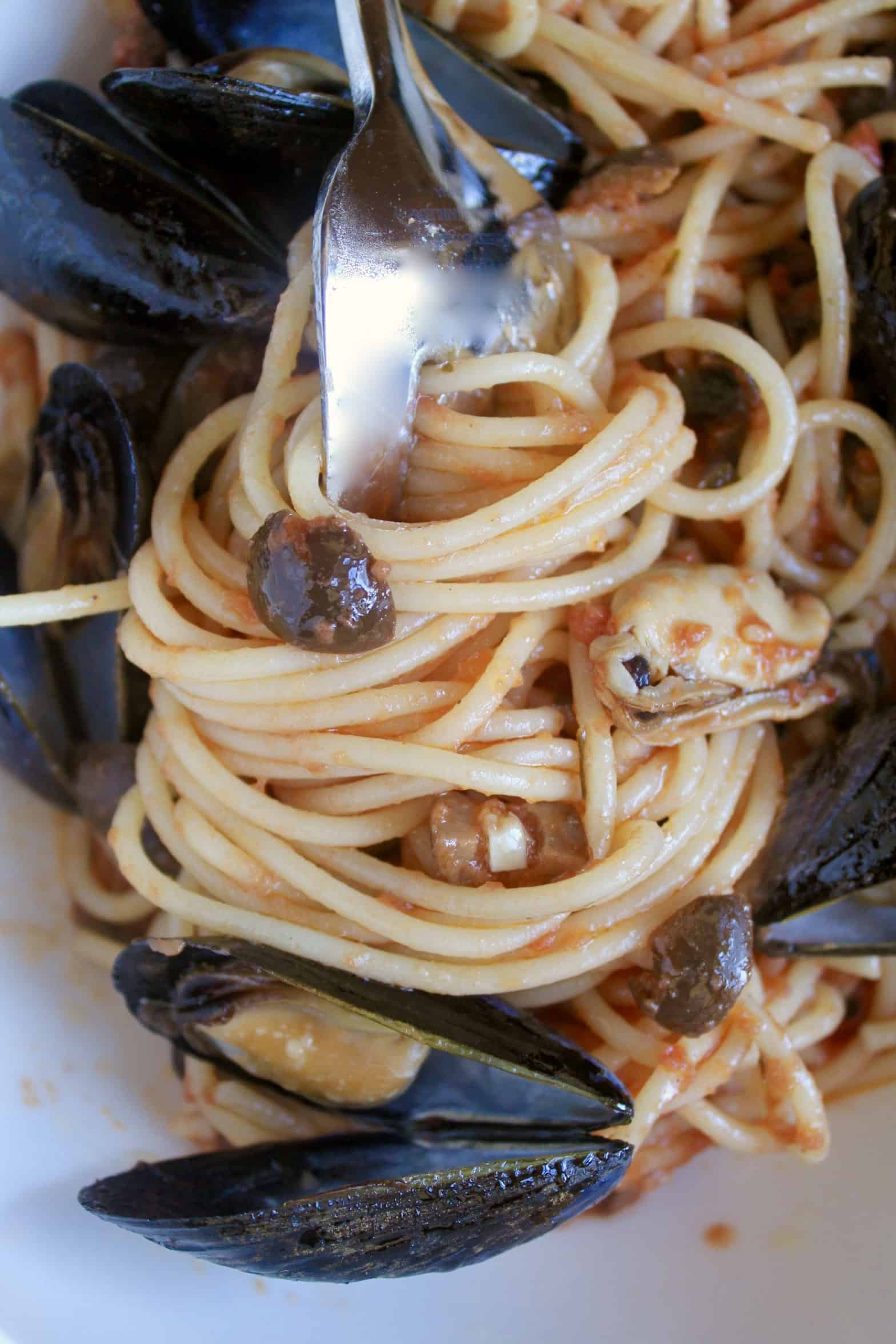 Mussel Pasta (Italian recipe with Olives and Tomatoes) Christina's Cucina
