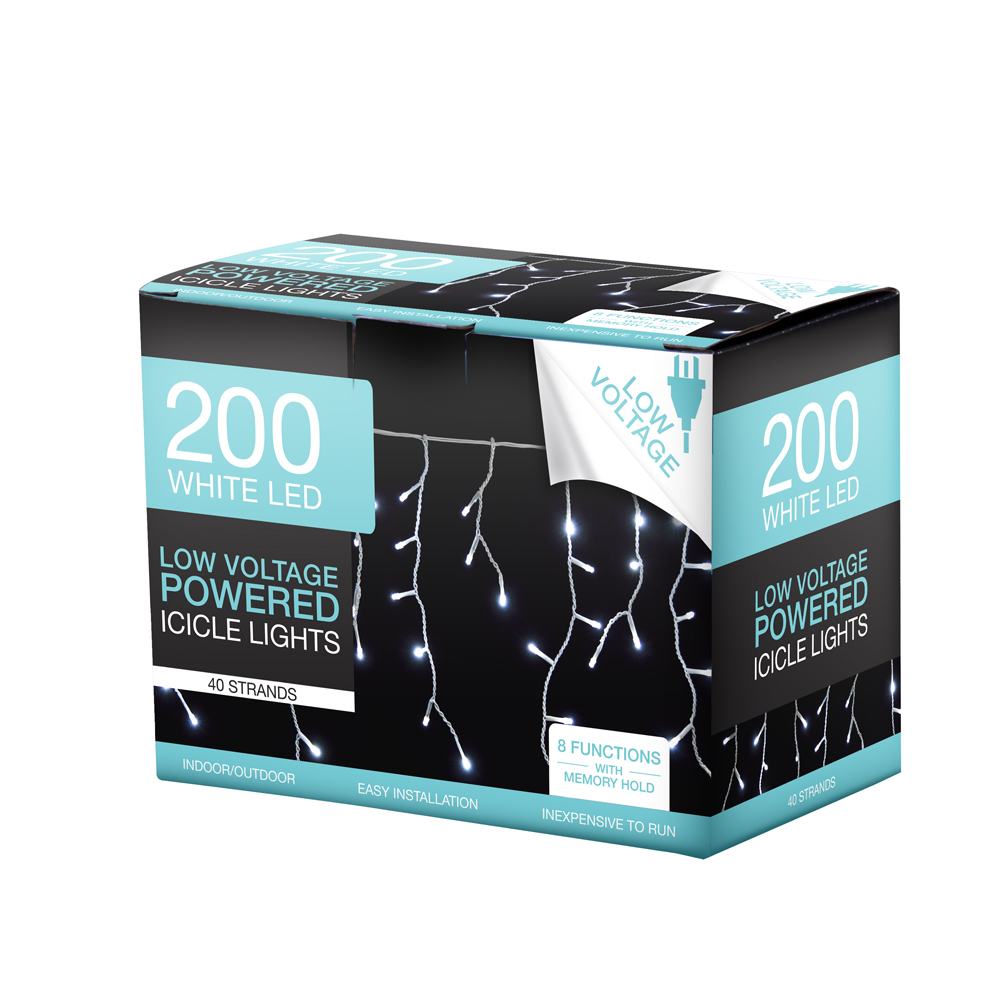 200 LED Icicle Lights Cool White We'll make your Christmas Complete