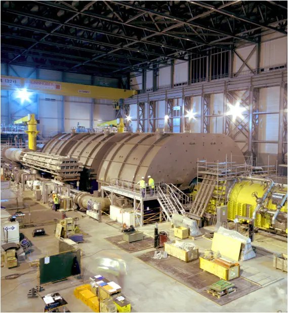 Installation of the world's largest steam turbine plant