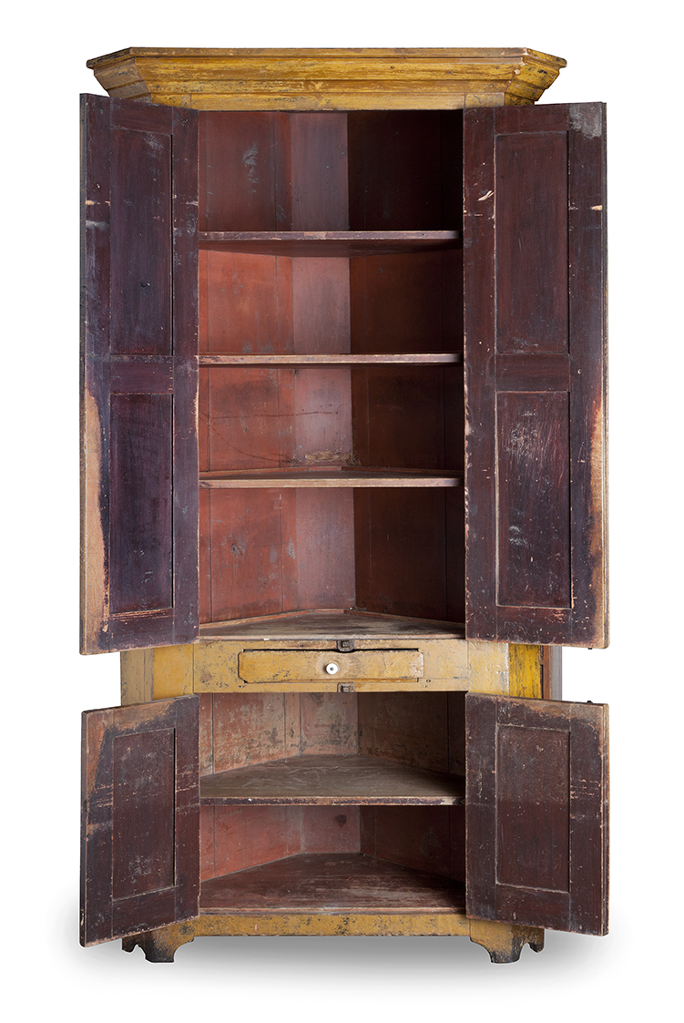 Virginia Corner Cupboard in Mustard Paint Mt Crawford area SOLD