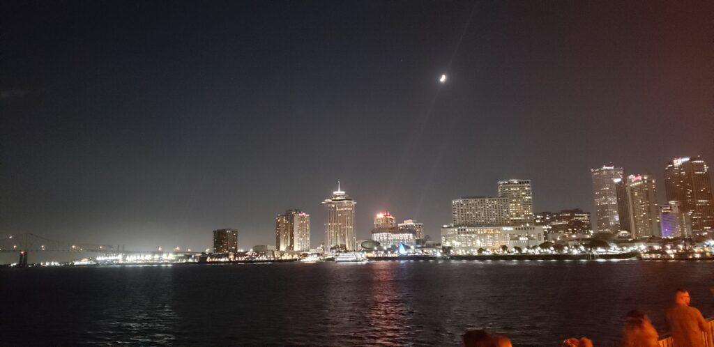 New Orleans skyline, as seen during the riverboat cruise