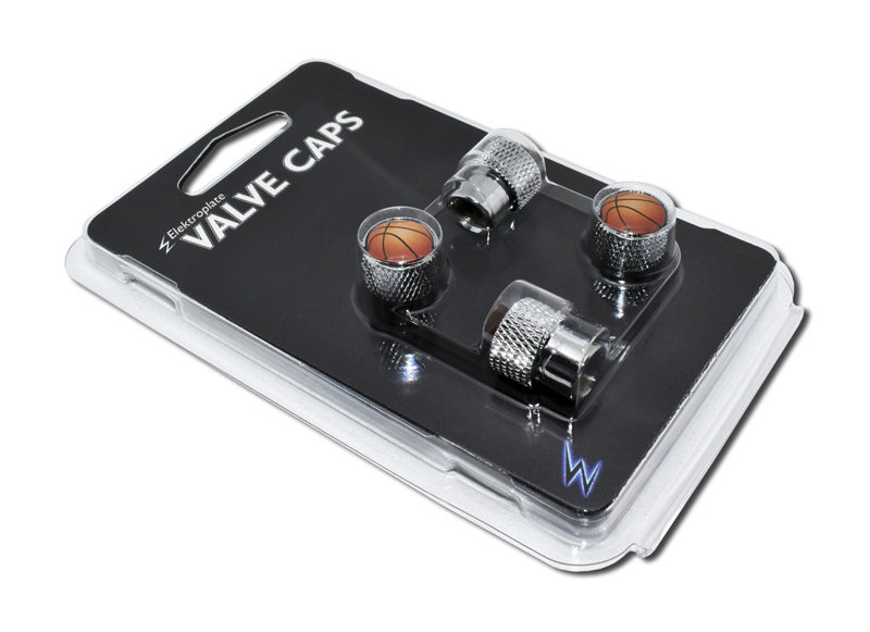 Basketball Valve Stem Caps Chrome Knurling Elektroplate