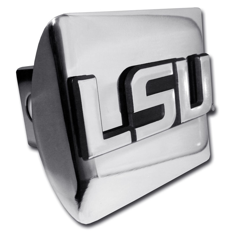 LSU Emblem on Chrome Hitch Cover Elektroplate