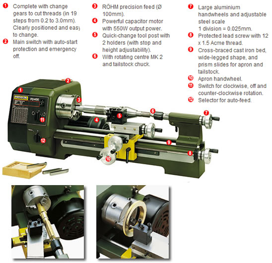 Proxxon PD 400 Precision Lathe 474027 Chronos Engineering Supplies