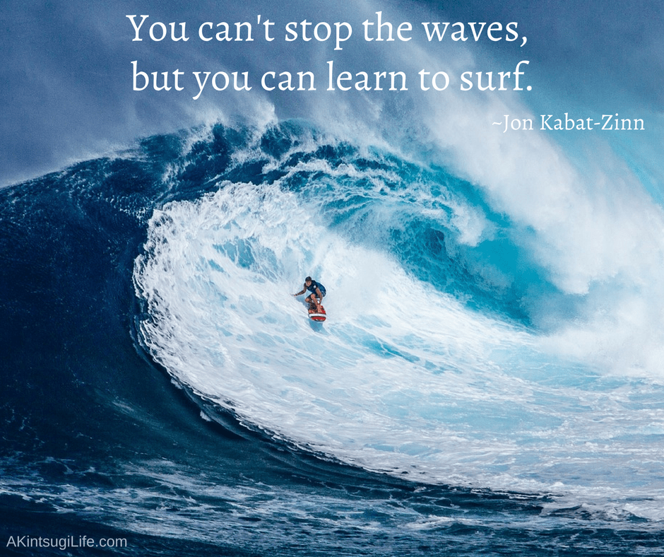 You can't stop the waves but you can learn to surf meaning in hindi