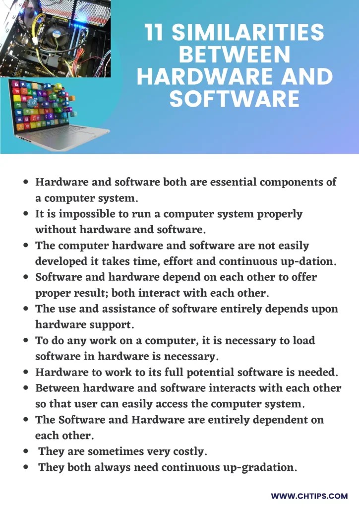11 Similarities Between Hardware And Software With Examples, Types