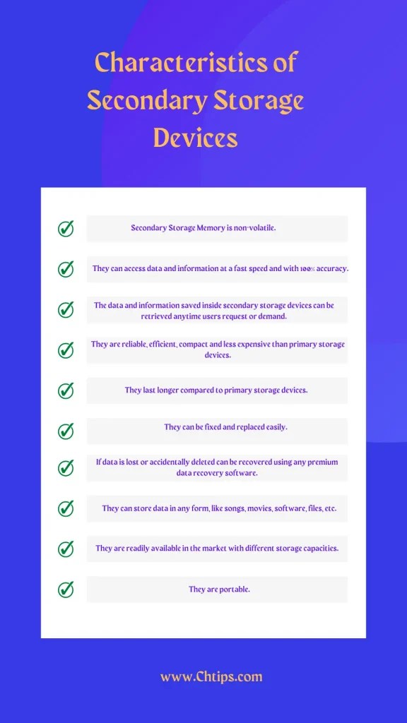Top 10+ Characteristics Of Secondary Storage Devices In Computer