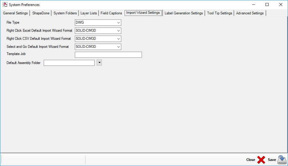 Import Wizard Settings