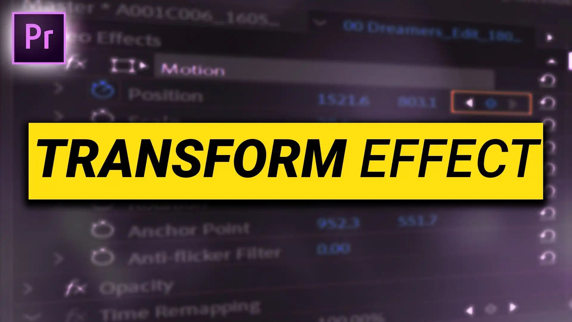Create motion blur with the transform tool in Premiere Pro