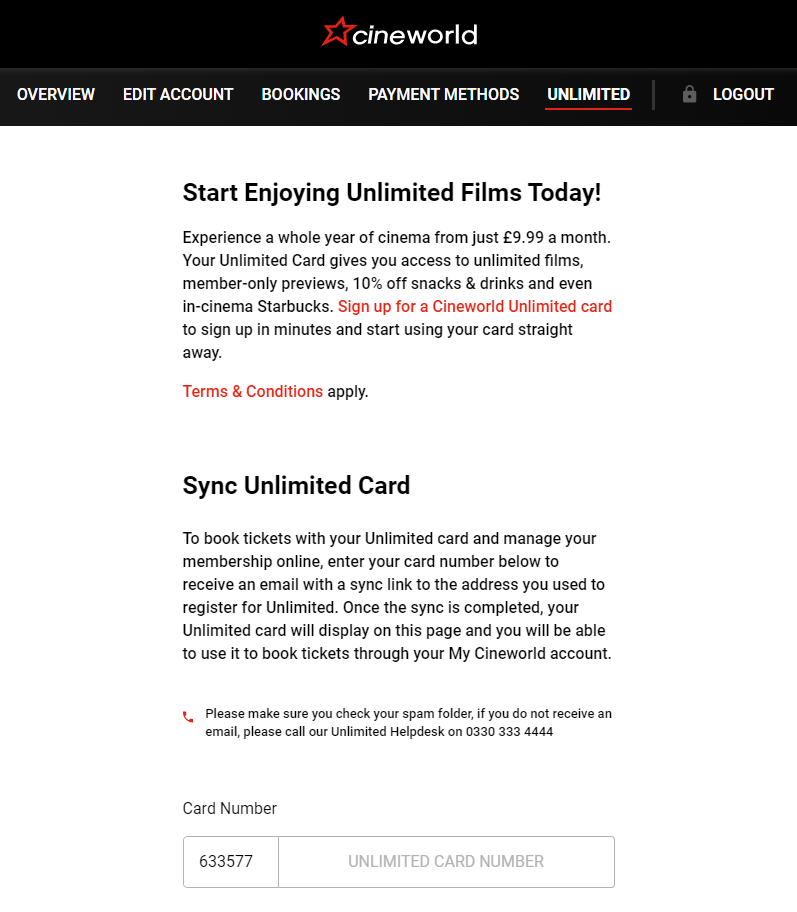 Unlimited My Cineworld Sync FAQ