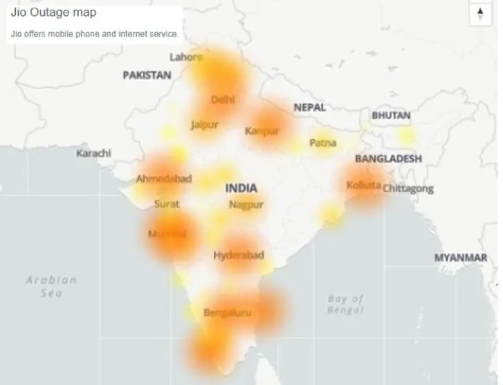 Jio Network down in several areas in India; Users complain of Slow