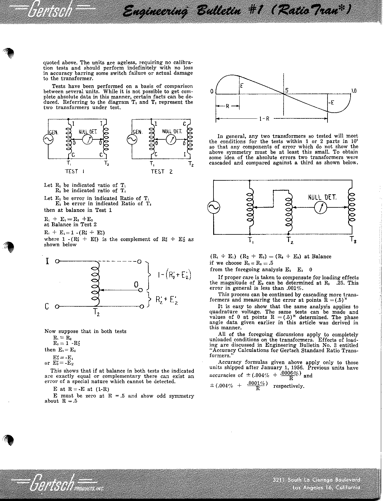 GERTSCH RATIO TRANSFORMERS