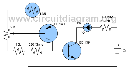 Simple LED Emergency Light Circuit | CircuitDiagram.Org