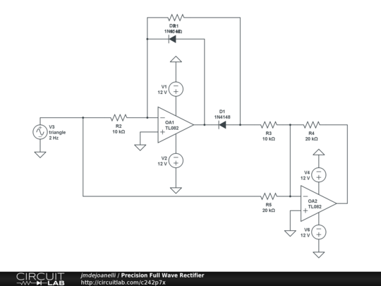 Precision Full Wave Rectifier - CircuitLab