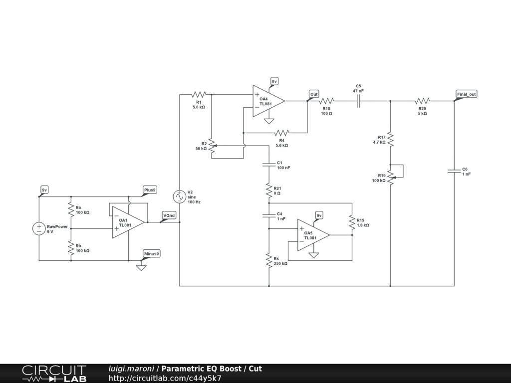 Parametric Eq Boost Cut Circuitlab