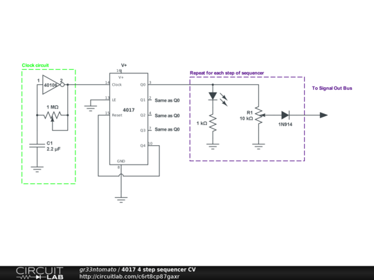 4017 4 step sequencer CV - CircuitLab