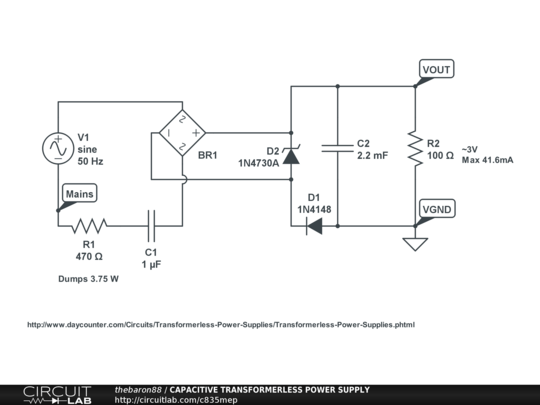 CAPACITIVE TRANSFORMERLESS POWER SUPPLY - CircuitLab