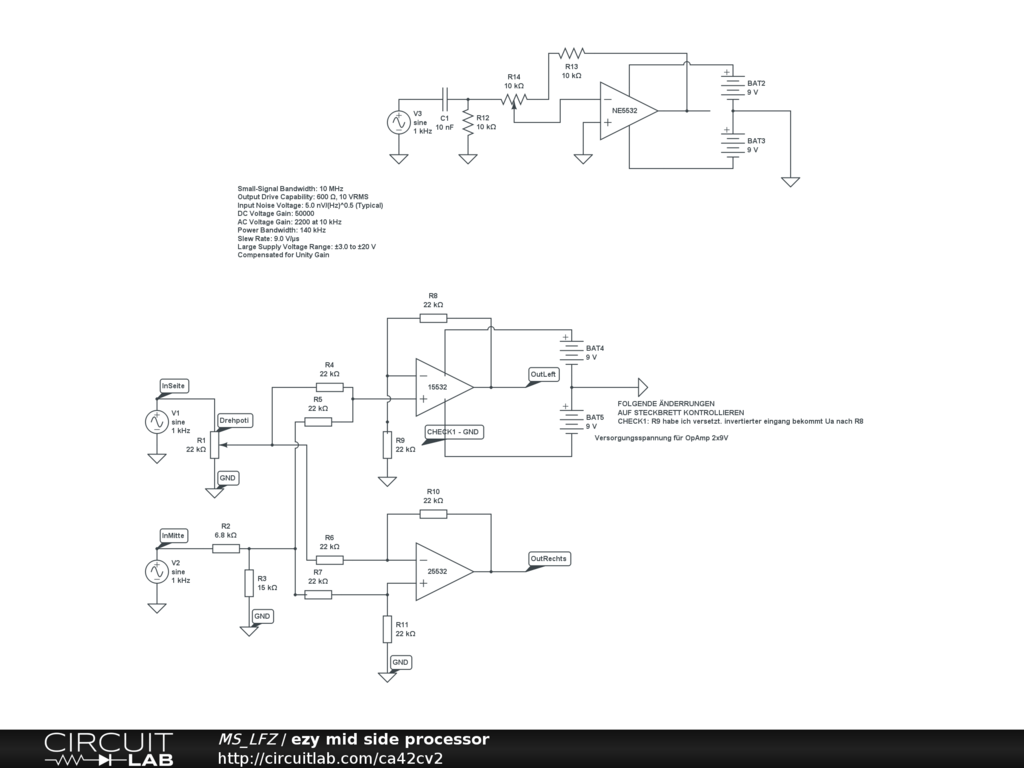 Mide Side Microphone Matrix with OP Amp Audio Electronics CircuitLab