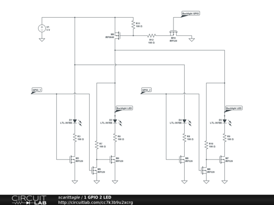 1 GPIO 2 LED - CircuitLab