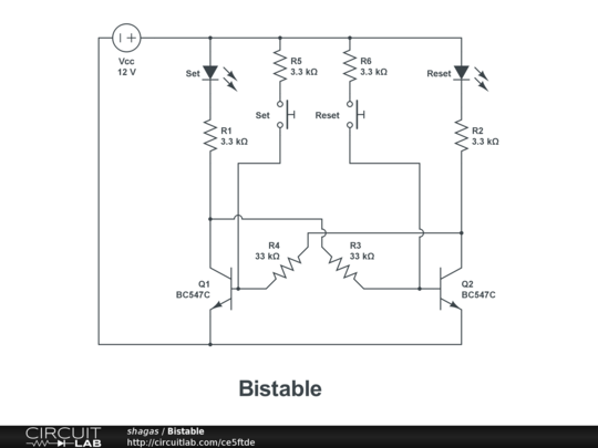 Bistable Transistor Multivibrator - CircuitLab
