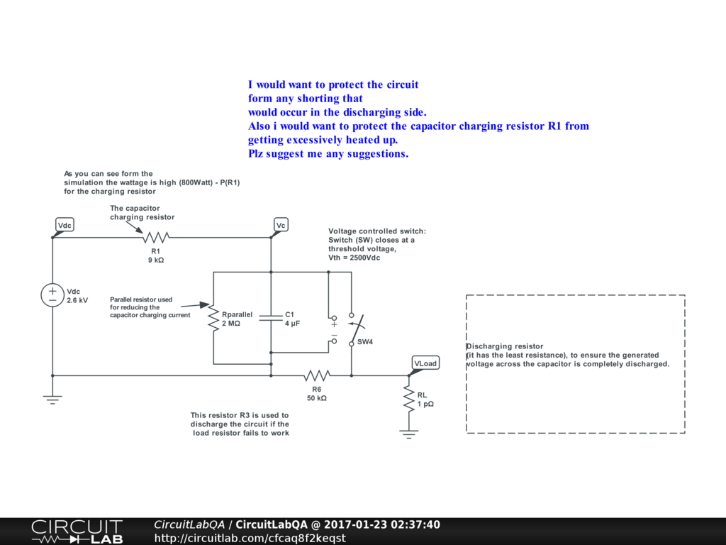 over current or thermal protection for the electronic circuit