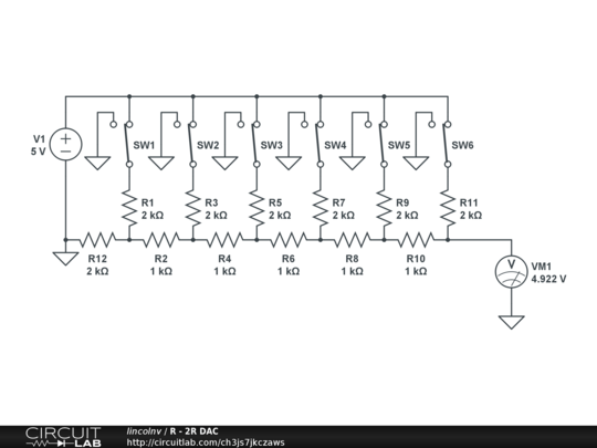 R - 2R DAC Using Switches - CircuitLab