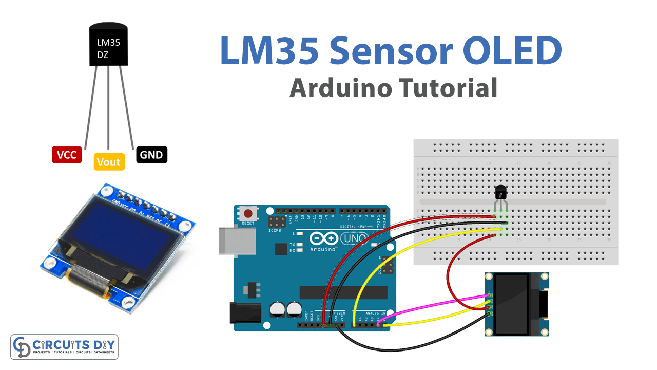 Display Temperature from LM35 Sensor on OLED Arduino Tutorial
