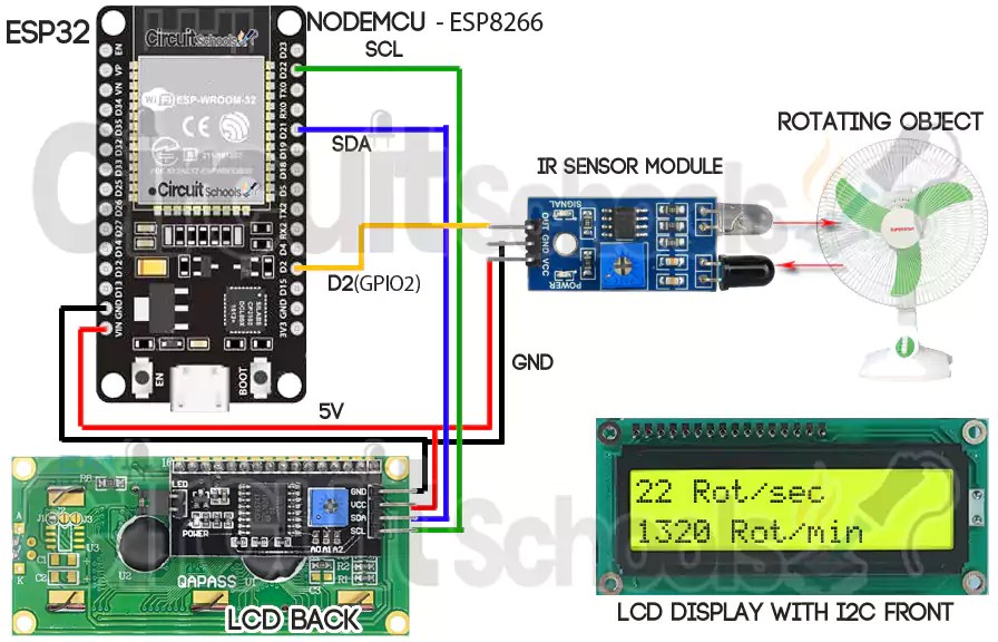 DIY Tachometer to Measure Accurate RPM using Arduino ESP8266 ESP32 Circuit Schools