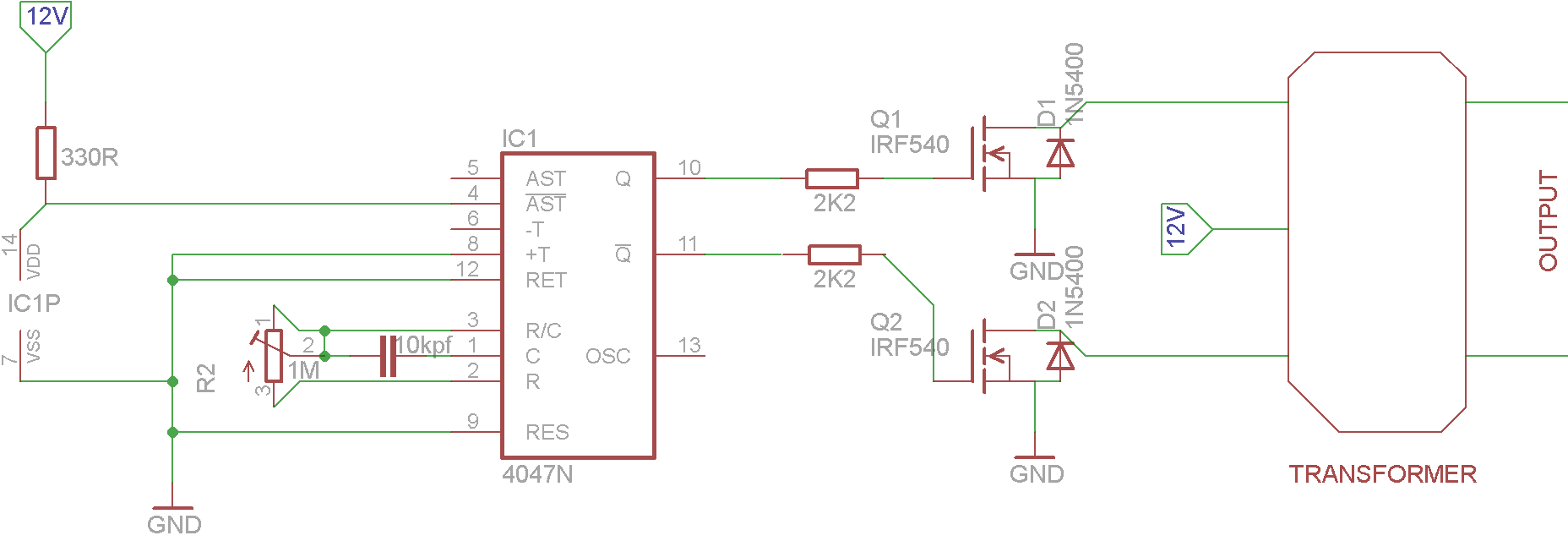 100VA to 220VA MOSFET based Inverter kit circuit