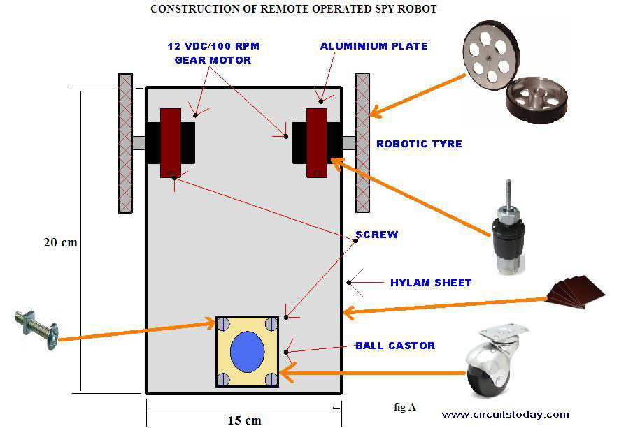 Remote Operated Spy Robot Circuit