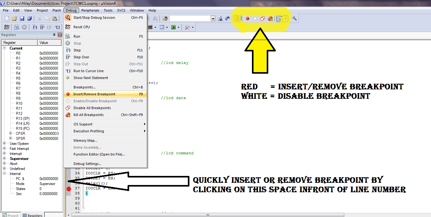 How to debug in Keil Microvision