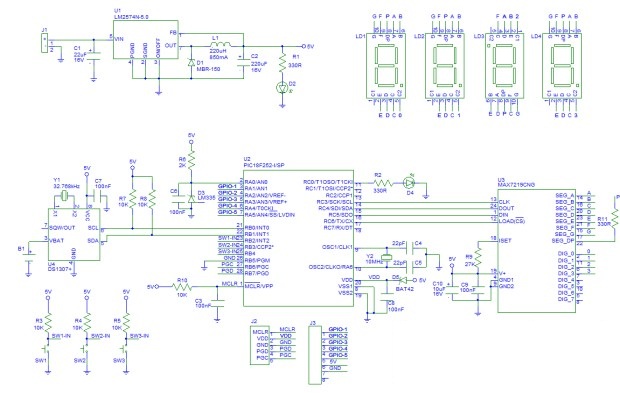 Schematic Diagram Digital Clock - Circuit Diagram