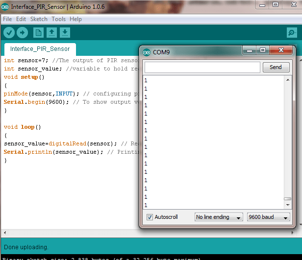 Interface PIR Sensor to Arduino Motion Sensor/Detector
