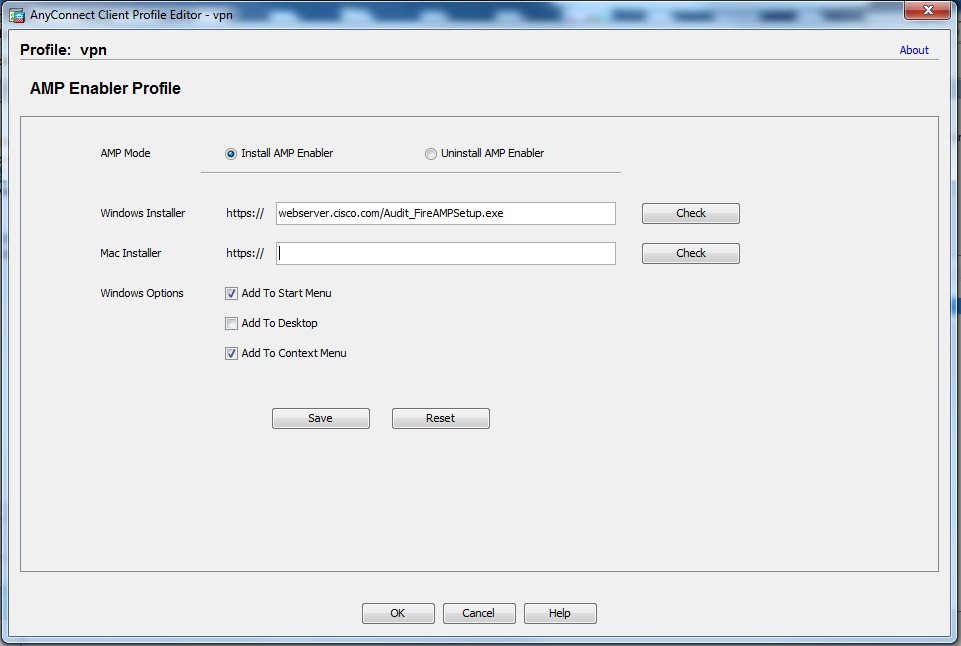 AnyConnect 4.x 및 AMP Enabler를 통한 AMP 모듈의 설치 및 컨피그레이션 Cisco